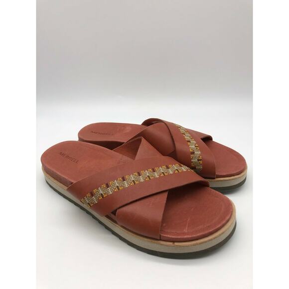 Merrell Women's Juno Redwood Full Grain Leather Slide Sandals Size 9 NEW - Picture 5 of 12